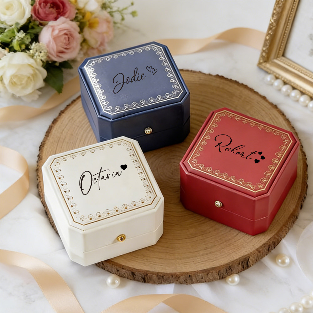 Velvet Jewelry Box - Gepersonaliseerde ringendoos van kunstleer met fluwelen