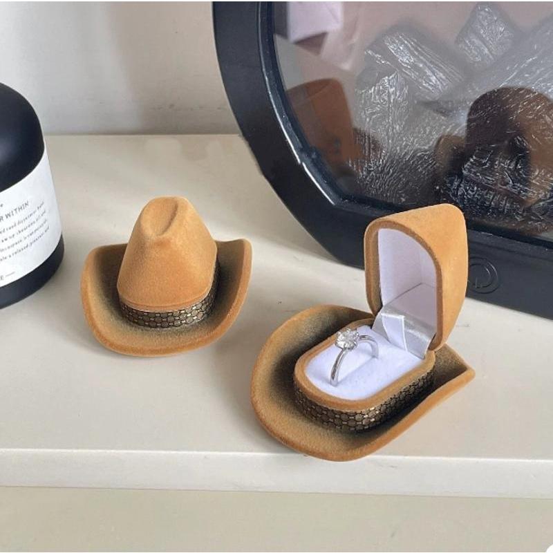 Velvet Jewelry Box - Nieuwe 1 stks creatief ontwerp cowboyhoed