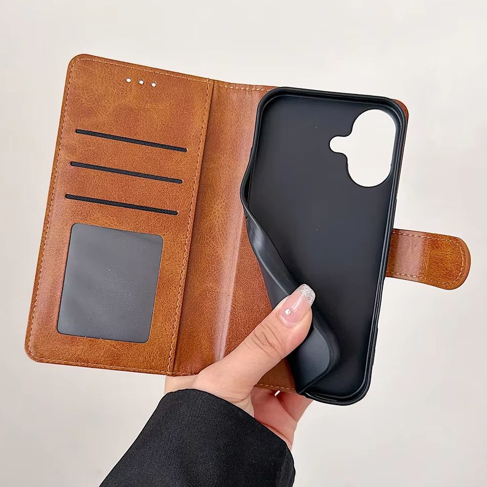 Leather Card Wallet - Flip Wallet PU Leder Telefoonhoesje voor