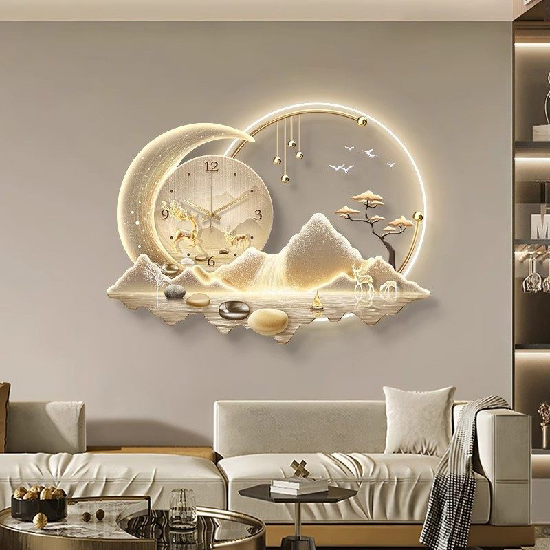 Luxury Lifestyle Living - Kunstmuurschildering Led-klok Muur Luxe ontwerp Minimalistische