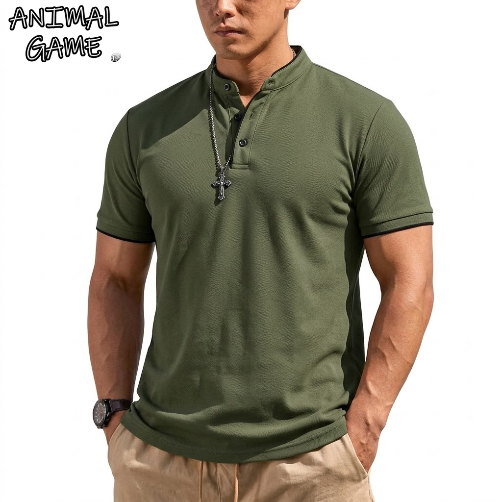 Luxury Lifestyle Men - Zomer Henley-shirt met korte mouwen Heren