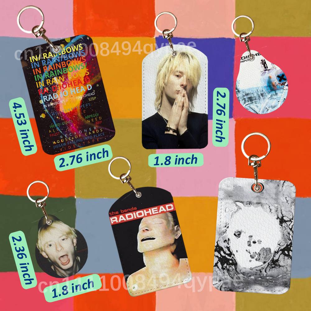 Leather Card Wallet - R-Radiohead In Rainbows Leren toegangskaarthouder Anti-verloren