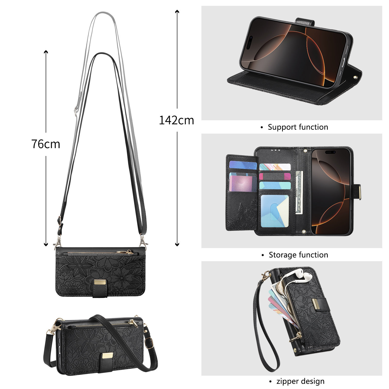 Leren rits crossbody portemonn - Leather Card Wallet recensie en prijs