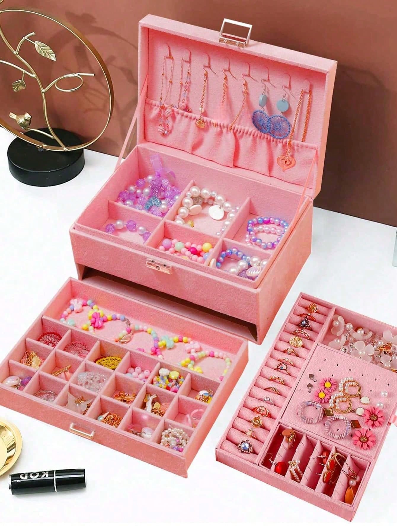3-laags fluwelen juwelendoos m - Velvet Jewelry Box recensie en prijs