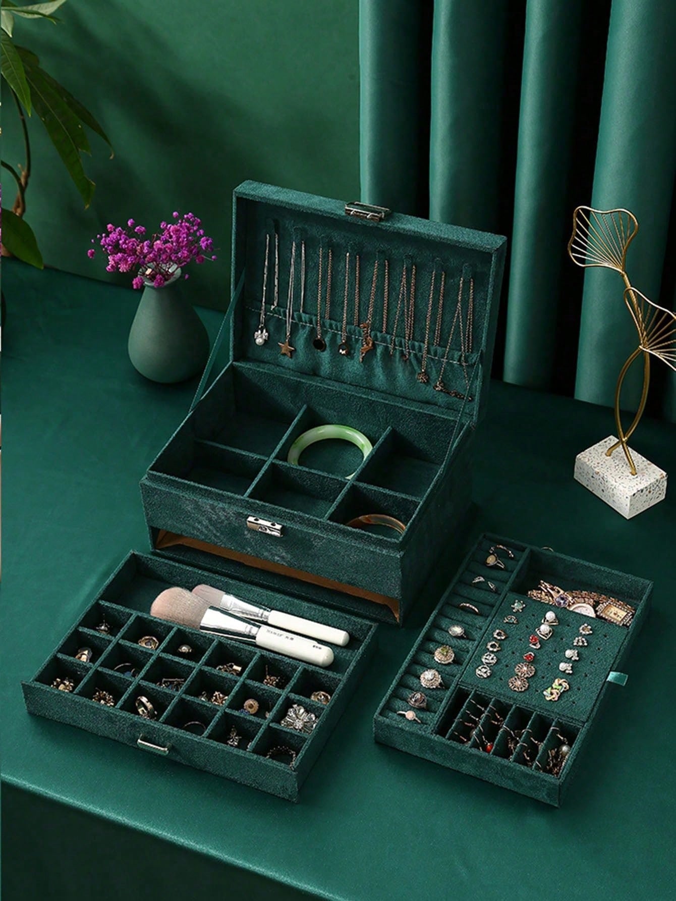 3-laags fluwelen juwelendoos m - Velvet Jewelry Box recensie en prijs